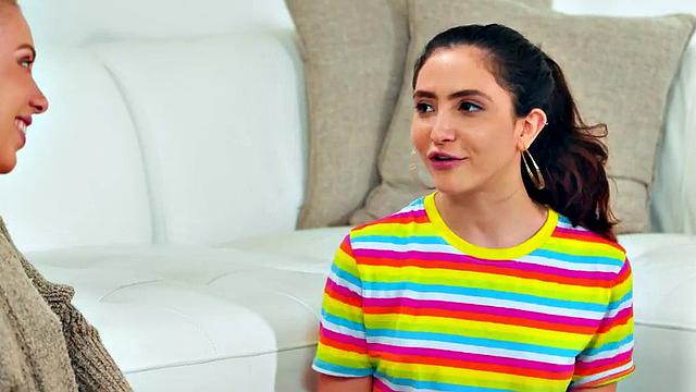 Massage bitches share dick in threesome fucking