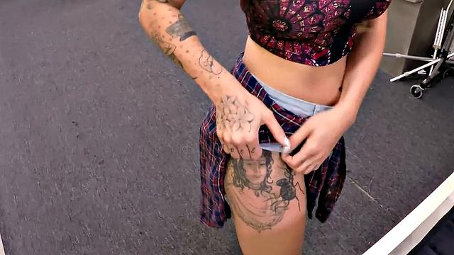 Big-titted pawnshop MILF gets doggystyled by owner in POV