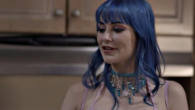 Masked blonde in sensual cosplay