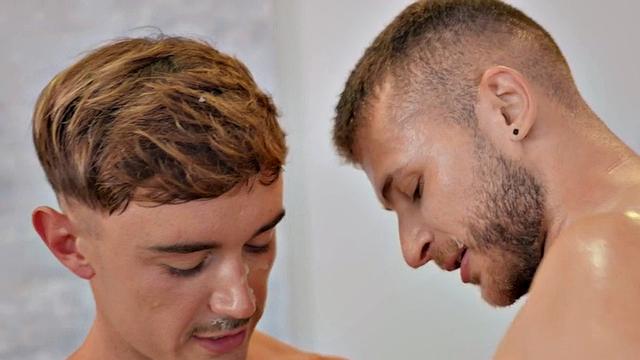 Ass fucked twink penetrated by thick dick in tight anal hole