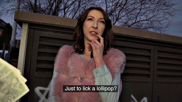 Picked up babe sucks dick like lollipop before doggystyle