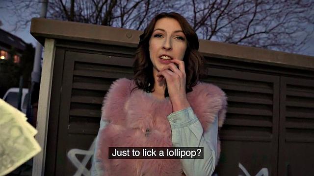 Picked up babe sucks dick like lollipop before doggystyle