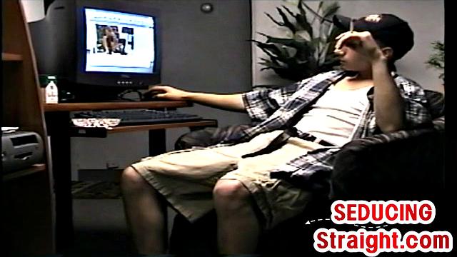 Horny stud solo masturbating