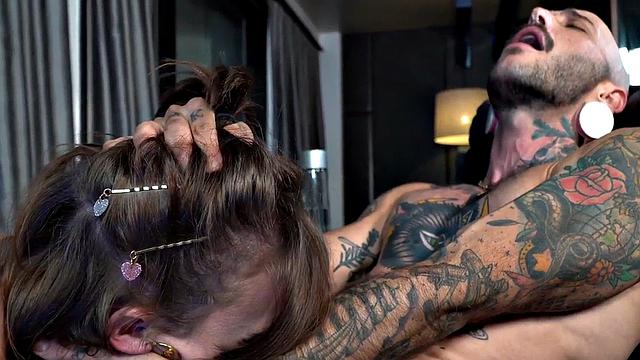 Trans man with pussy sucks TS cock of busty MILF