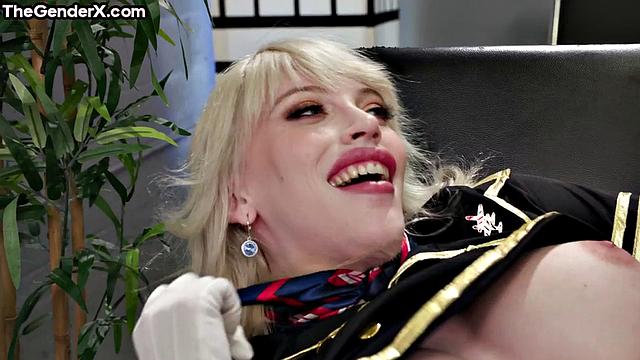 Uniform flight attendant TS gives head