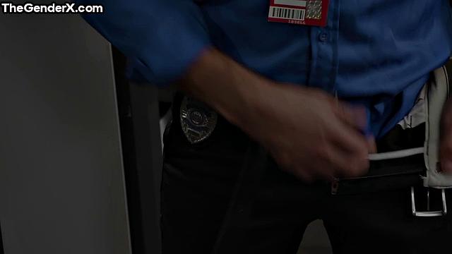 Uniform flight attendant TS gives head