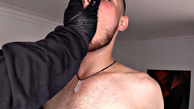 A gloved hand joins Belus in bed, where he is already stripped to his underwear. The hand gropes at his cock and ass, before the horny Latino gets naked. The hand returns to finger and stroke, along with him fucking himself with a big dildo.