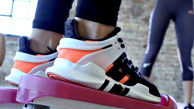 Anal loving tiny lesbian in 3some after workout