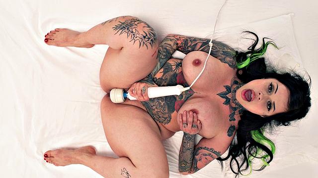 UP CLOSE - How Women Orgasm With Busty Tattooed Babe Karen! INTENSE HITACHI ORGASM! FULL SCENE