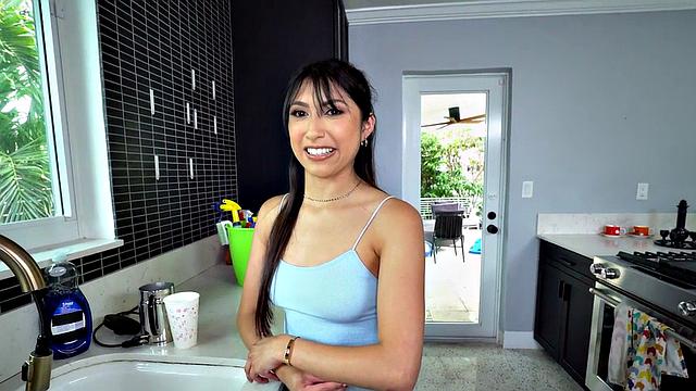 A naughty client bang a hot Latin maid for cash in POV