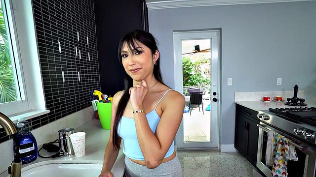 A naughty client bang a hot Latin maid for cash in POV