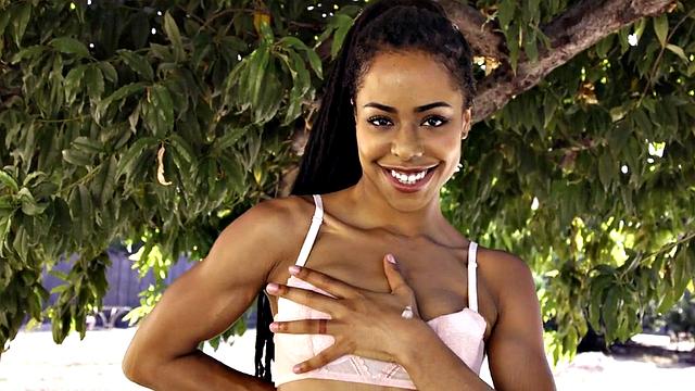 Naughty ebony teen gets her tight pussy licked before getting her face rimmed and pounded from behind