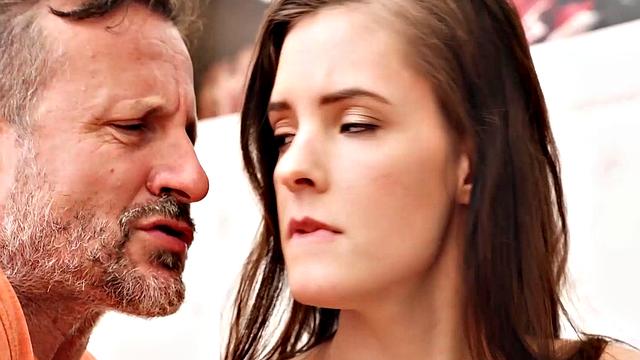 BF's dad nails skinny brunette's ass while her man is testing VR head mounts