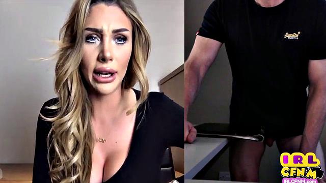 британская милфа доводит мужика до оргазма в прямом эфире