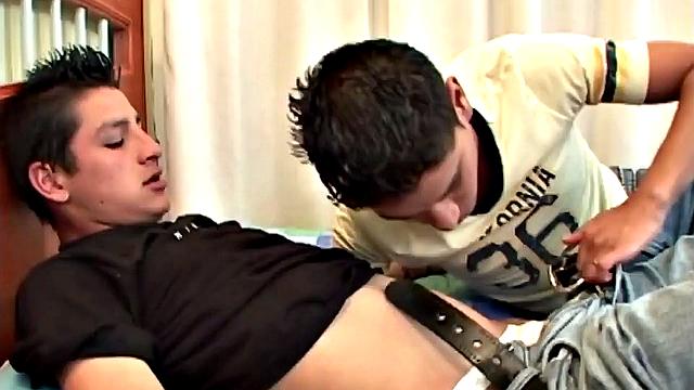 These horny Latin boys can't wait to get into each other's pants, and by the time they are stripped to their underwear big cock is getting sucked. Oral turns to anal, as the skinny and smooth couple fuck in a variety of positions.