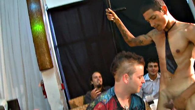 Real hung stripper sucked at event