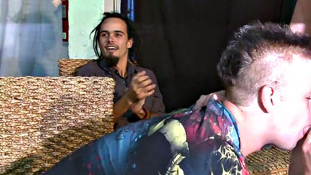 Real hung stripper sucked at event