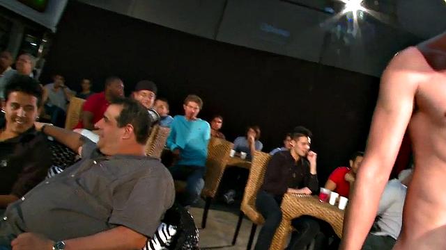 Real hung stripper sucked at event