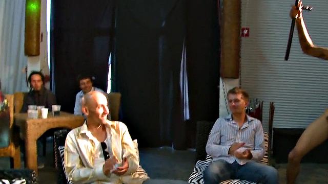 Real hung stripper sucked at event