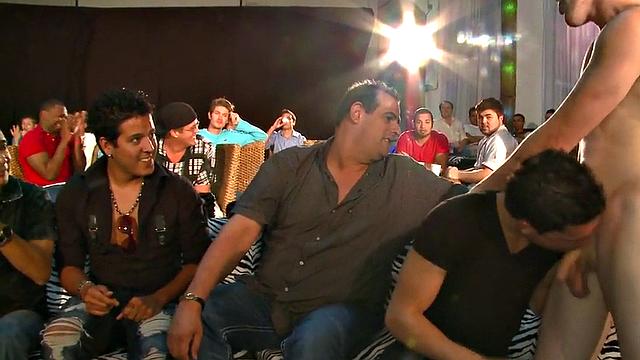 Real hung stripper sucked at event