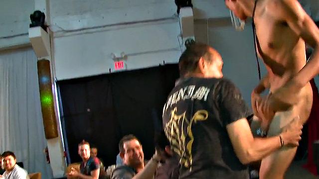 Real hung stripper sucked at event