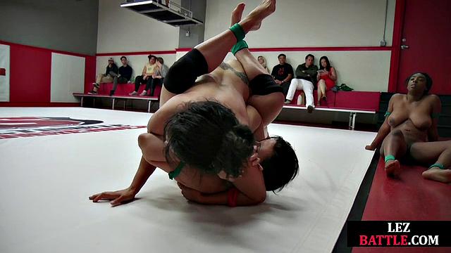 Nasty wrestling lez dominated by hot babe