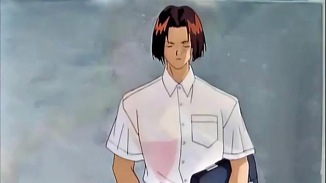 Busty anime teen screams as she drips