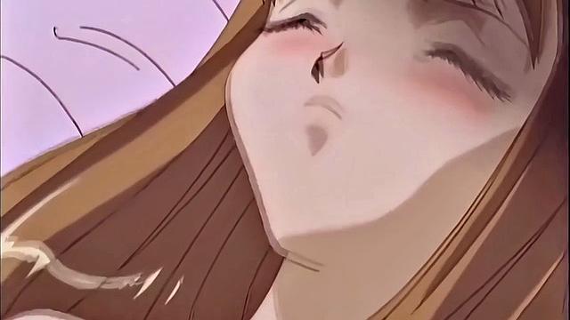 Busty anime teen screams as she drips