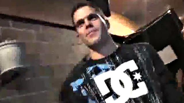 Filthy college slut sucking on cock