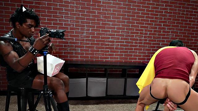 IR jock barebacked in cosplay by Black top in leather