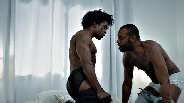 Gay tattooed couple enjoy passionate anal on the bed