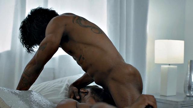 Gay tattooed couple enjoy passionate anal on the bed