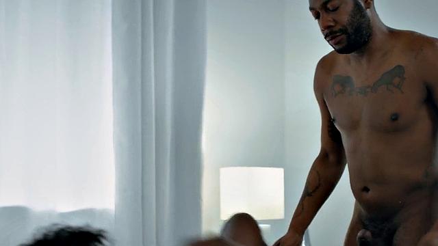 Gay tattooed couple enjoy passionate anal on the bed