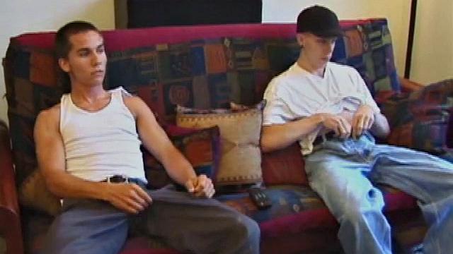 Kicking back with his buddy, Brock, while both rub growing bulges, Shane is still talking about giving another dude head, an interesting experience.