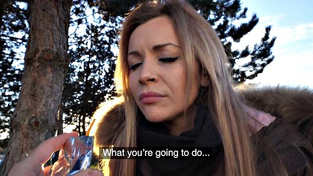 Inked amateur babe picked up and fucked for cash by sex agent