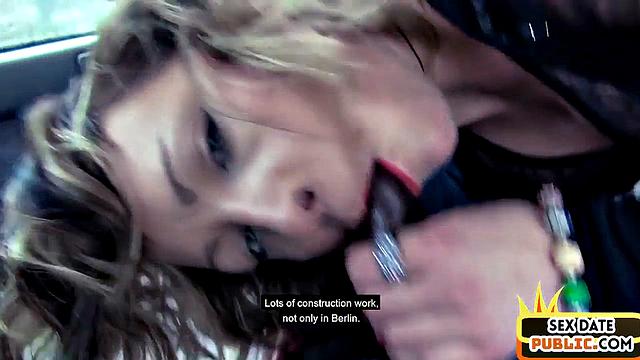 Public nympho handling cock from strangers