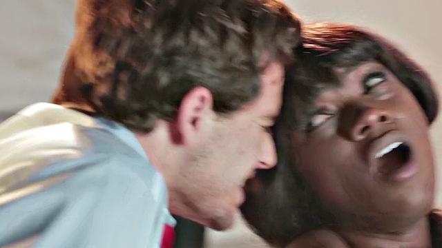 American slut Boss gets her thong ripped and fucked in a hot interracial fuck session