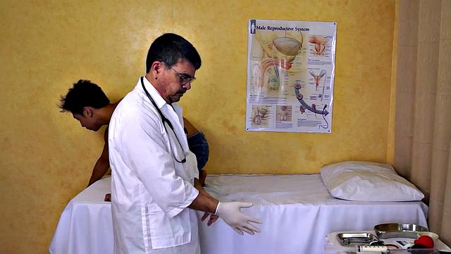 Orient twink anal examined by doctor in infirmary
