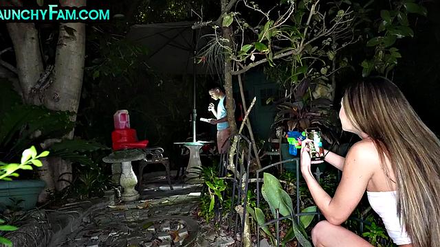 Taboo dirty talking stepsis POV fucked outdoors by stepbro