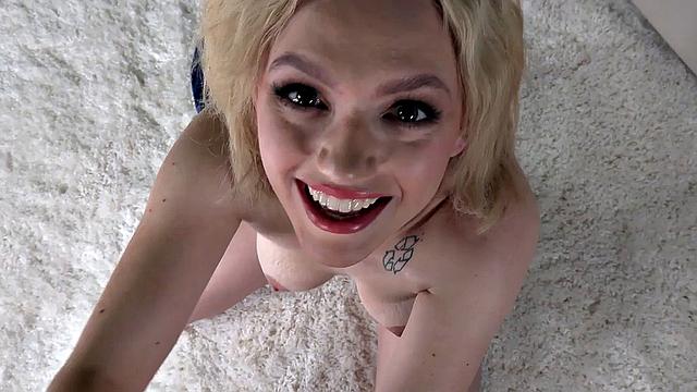 Handjob addict wanks POV rod with oiled hands