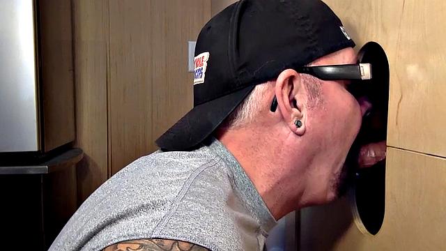 Gloryhole homemade DILF gets mouth filled with jizz after Blowjob