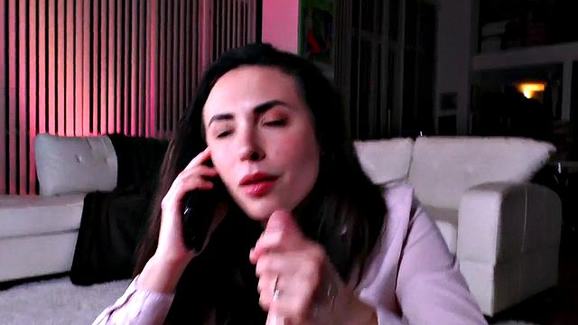 POV BJ amateur MILF loves to suck cock while on phone