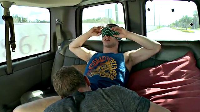 Blindfolded amateur dude fooled into gay blowjob