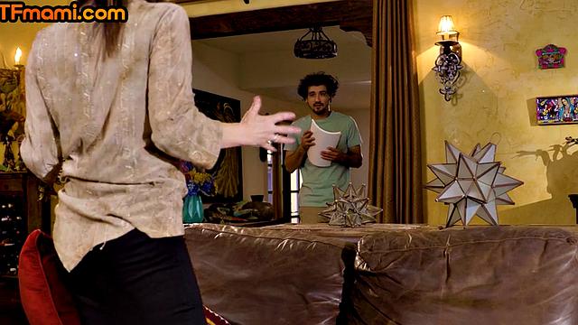 Stepmom sucking and bouncing on stepson's cock