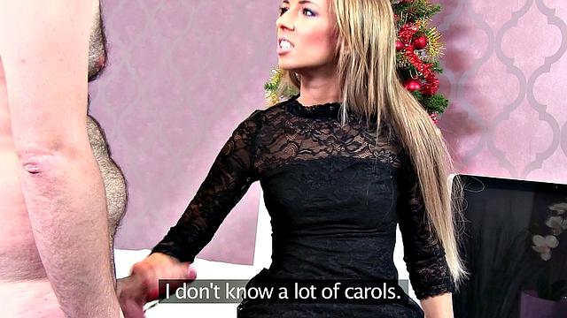 Agent Give gives Pudgy Man a footjob before taking his hot load on the couch