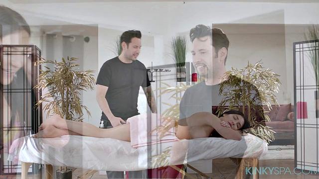 Cute brunette Jane Wilde gets cream pie after good massage