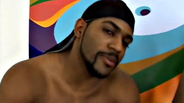 Interracial gangbang babe is covered in cum