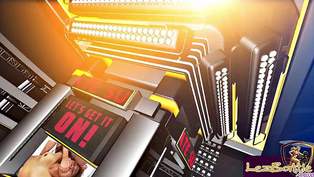 Horny busty lesbian wrestlers scissor