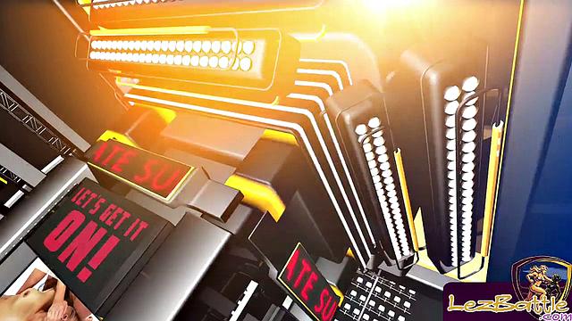 Horny busty lesbian wrestlers scissor