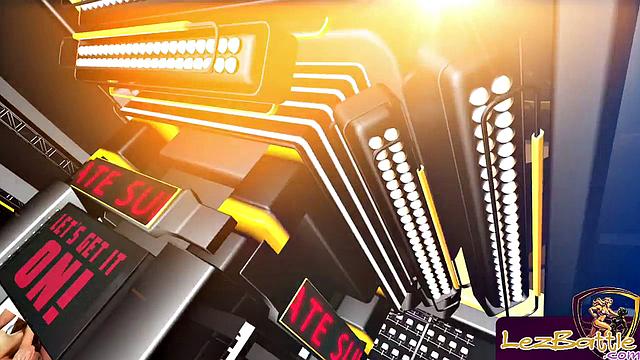 Horny busty lesbian wrestlers scissor